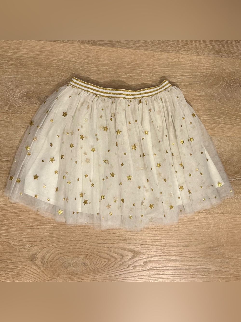Zunie White Tulle Skirt with Gold Star Accents